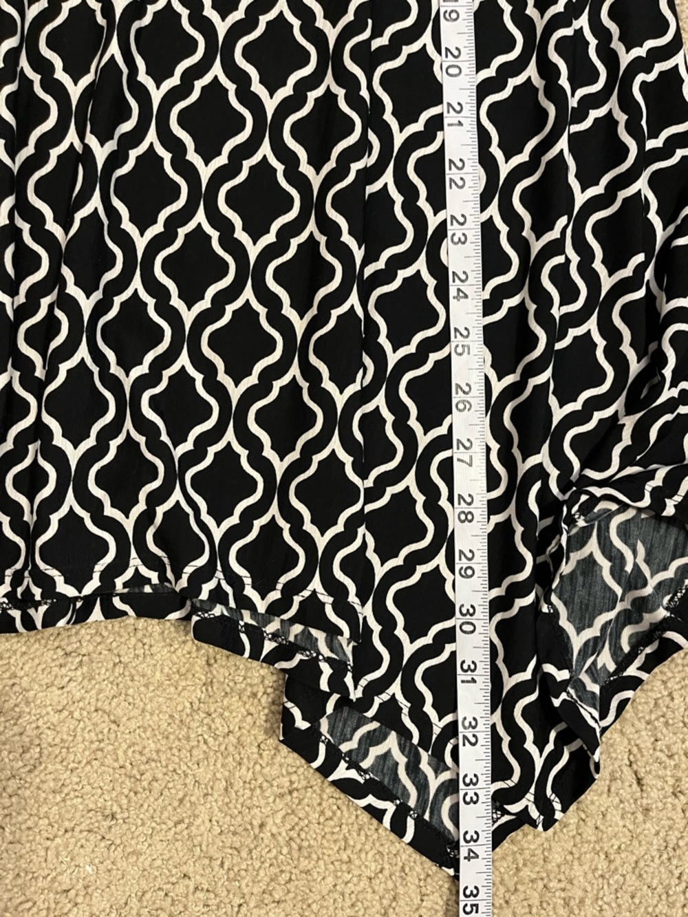 Honeyme Black & White Geometric Tunic Top 3/4 Sleeve Stretchy Small - Picture 5 of 5